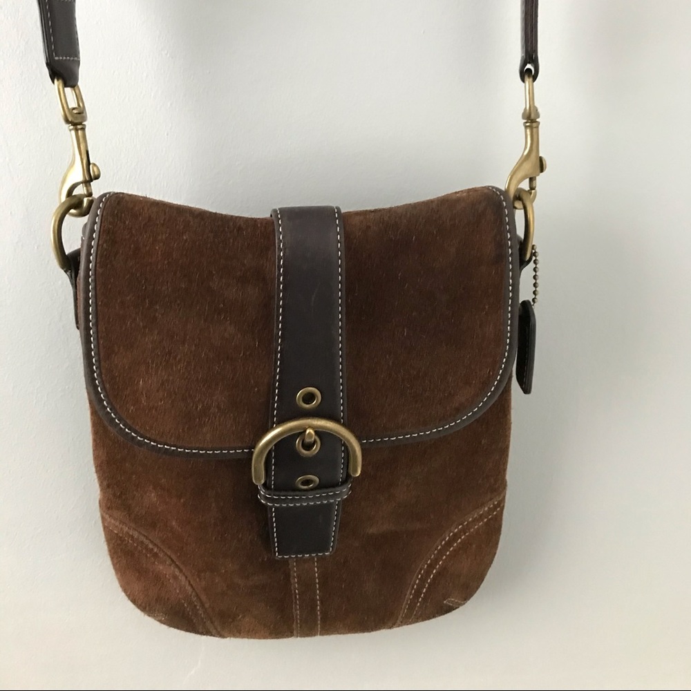 Vintage Coach suede crossbody bag